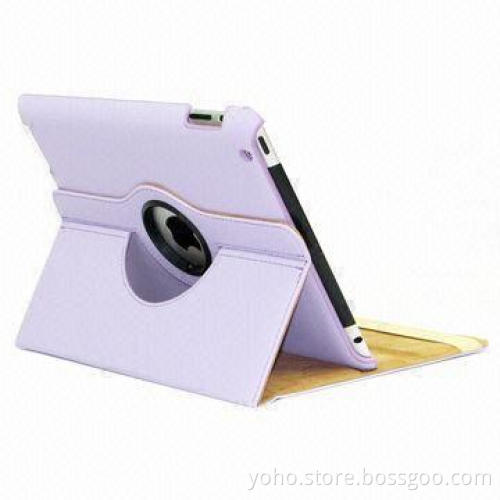 360 Degrees Leather Case for New iPad and Magnetic Inside with Three Stand Degrees